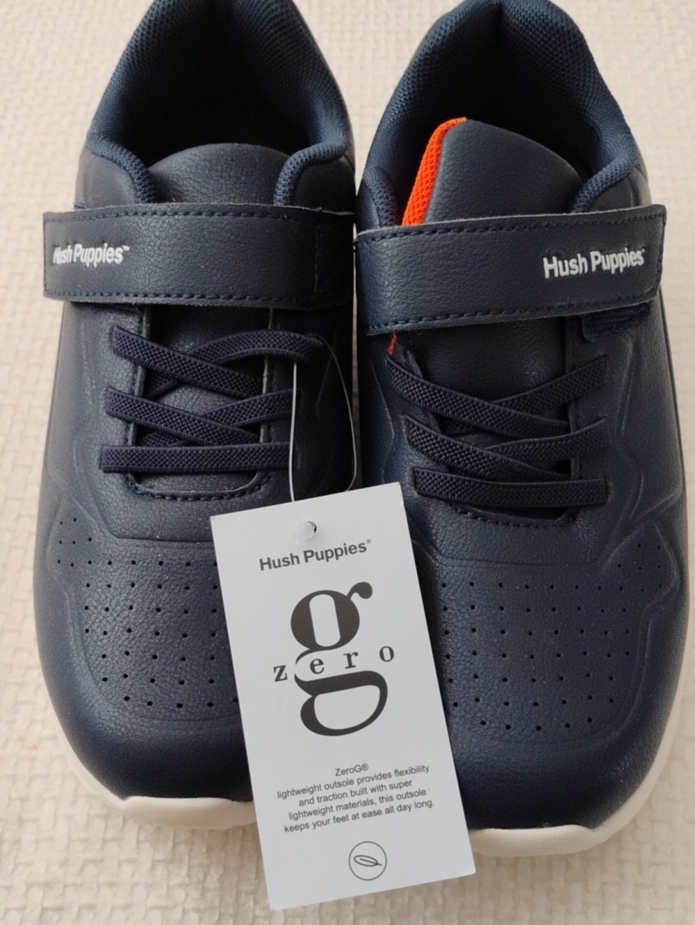 Hush Puppies Kids Navy Sneakers with Orange Accent